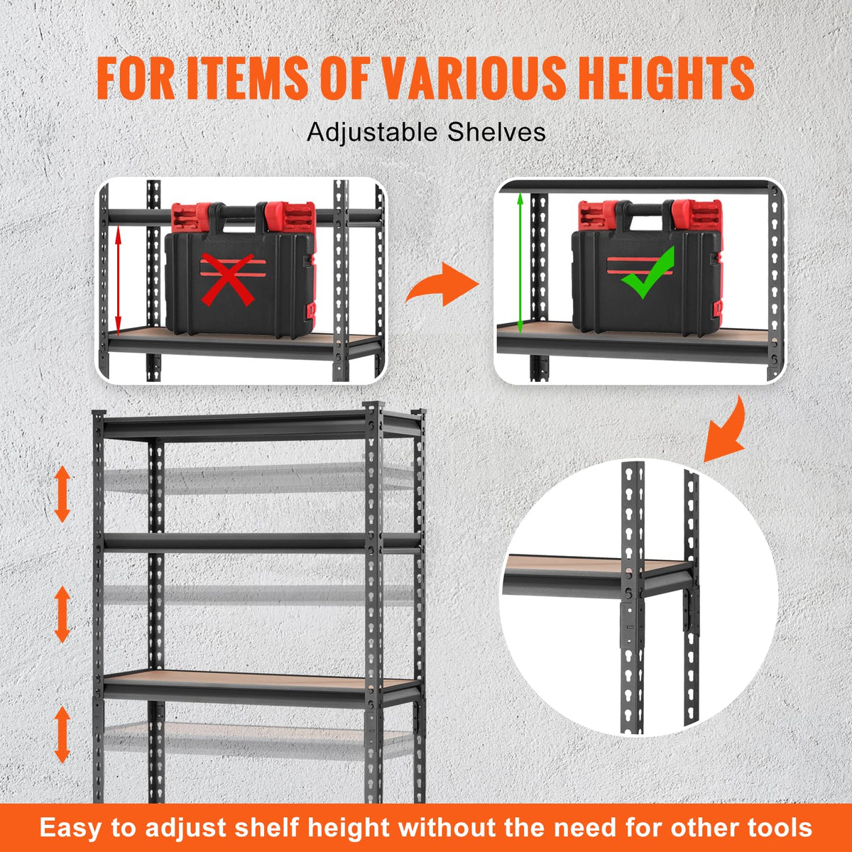 VEVOR 5-Tier Adjustable Heavy Duty Storage Shelving Unit, 2000 lb