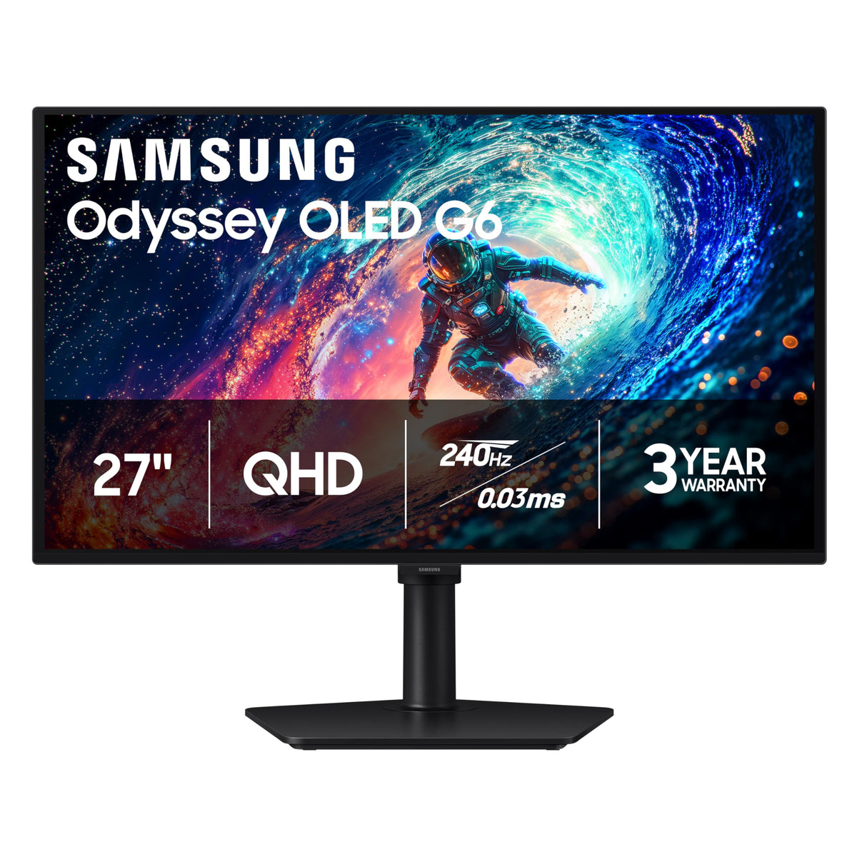 Samsung 27-Inch Odyssey G6 QHD OLED Gaming Monitor, 240Hz, LS27HG612S
