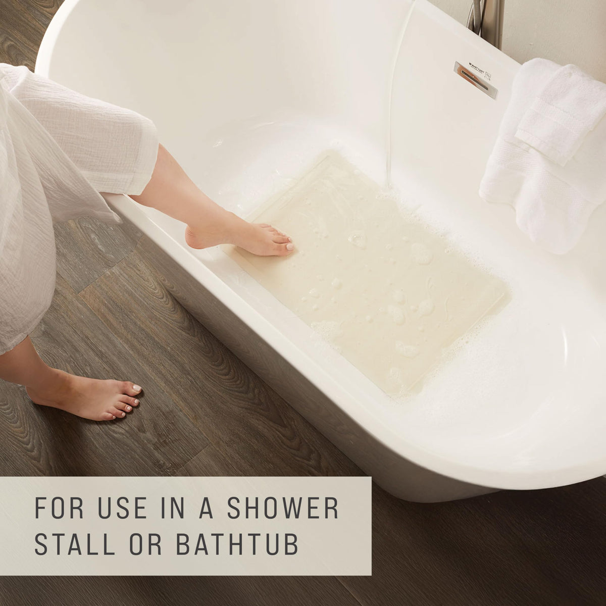 Rubbermaid Commercial Safti-Grip Bath Mat, White, 14 x 24 in.