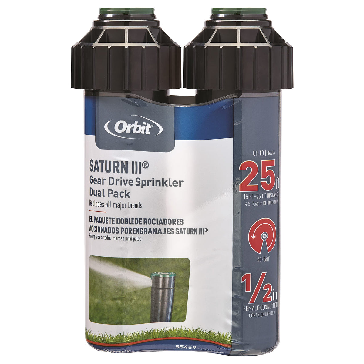 Orbit 55469 Sprinkler Saturn III Medium Scope, Black/Green