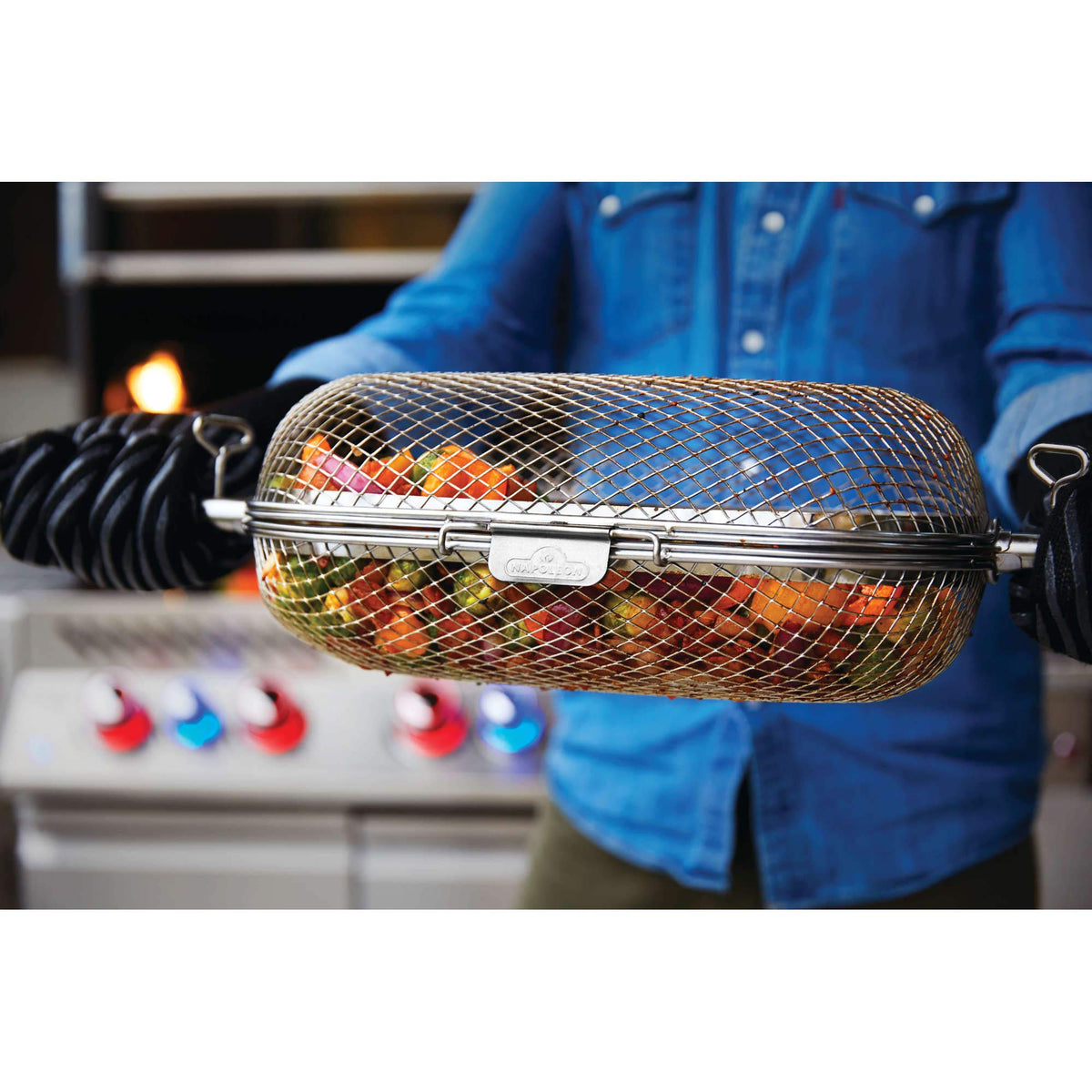 Napoleon Rotisserie Grill Basket Accessory, Stainless Steel, 64000