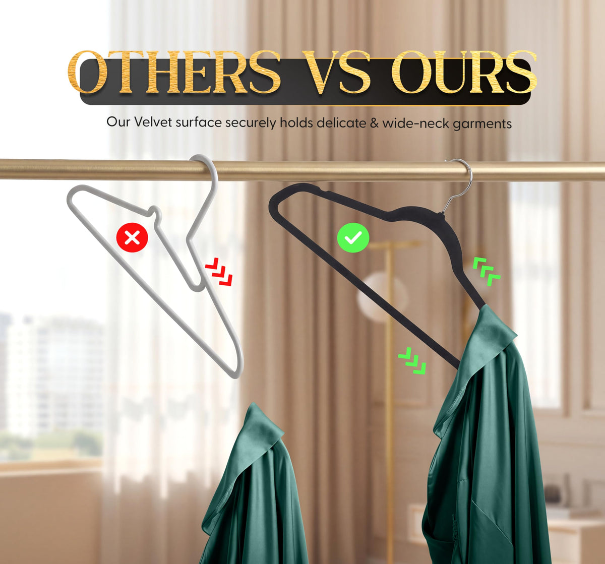Beddora Black Velvet Hangers, 50 Pack