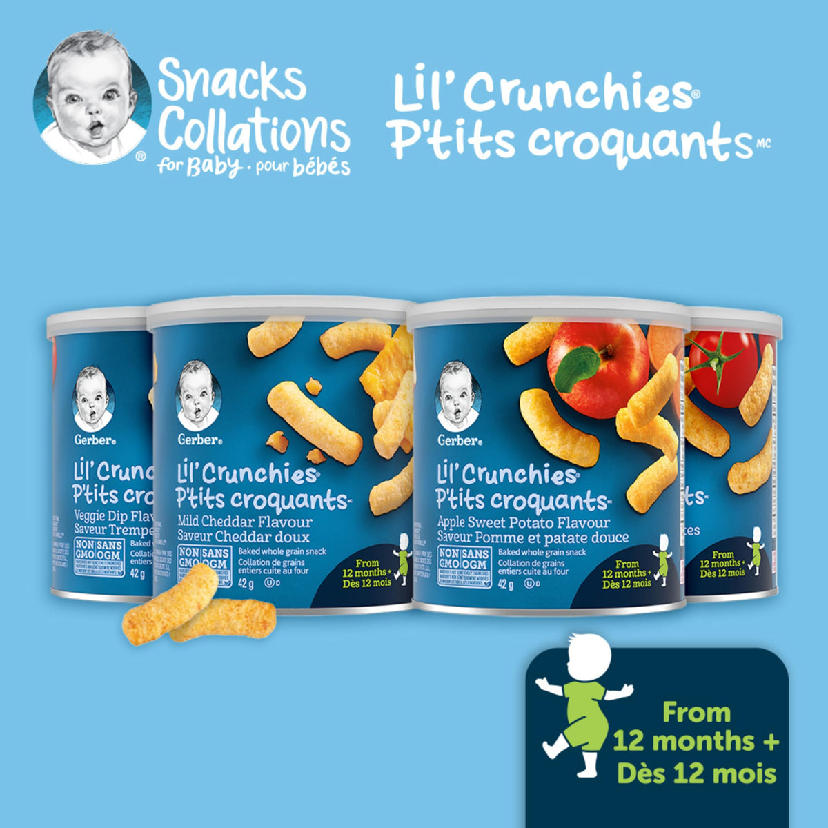 Gerber Lil' Crunchies Zesty Tomato Toddler Snacks, 6 x 42 g