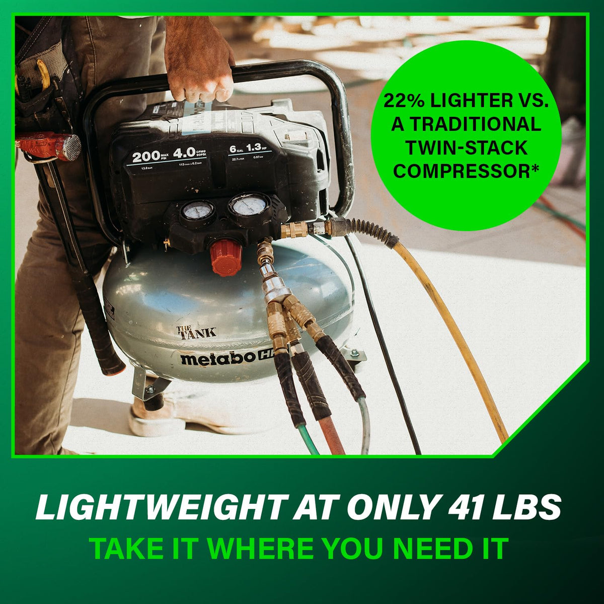 Metabo HPT Pancake Air Compressor, 200 PSI, 6 Gallon Tank, EC914S