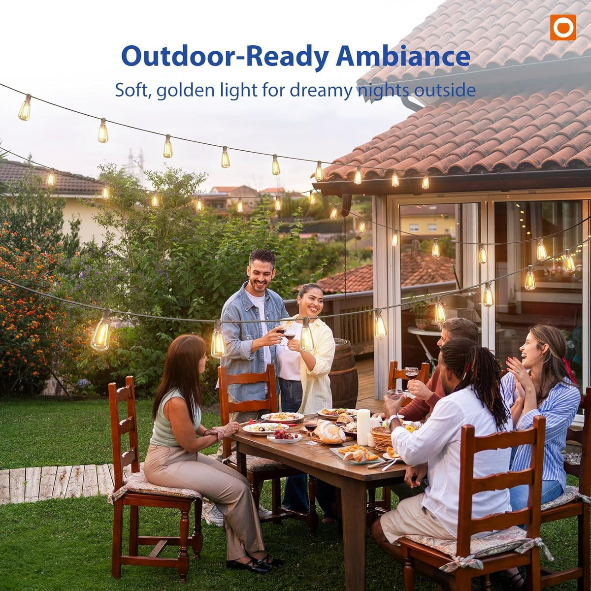 addlon Outdoor String Lights, 100FT (50FTx2), 32 LED Bulbs