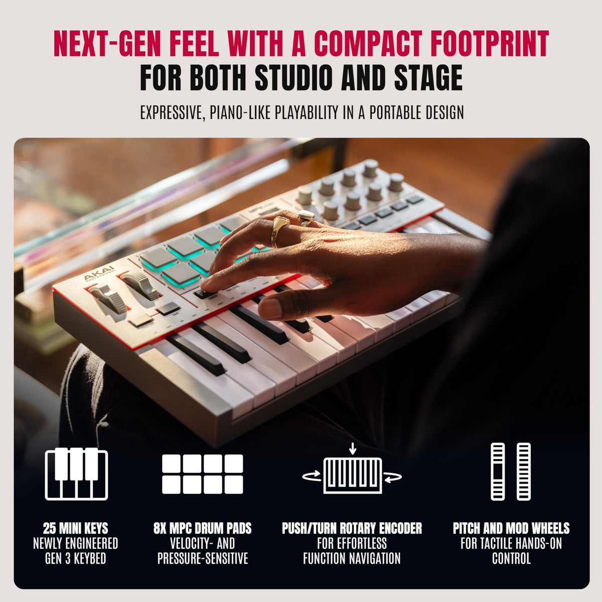 Akai Professional MPK Mini IV 25-Key MIDI Keyboard Controller, Grey