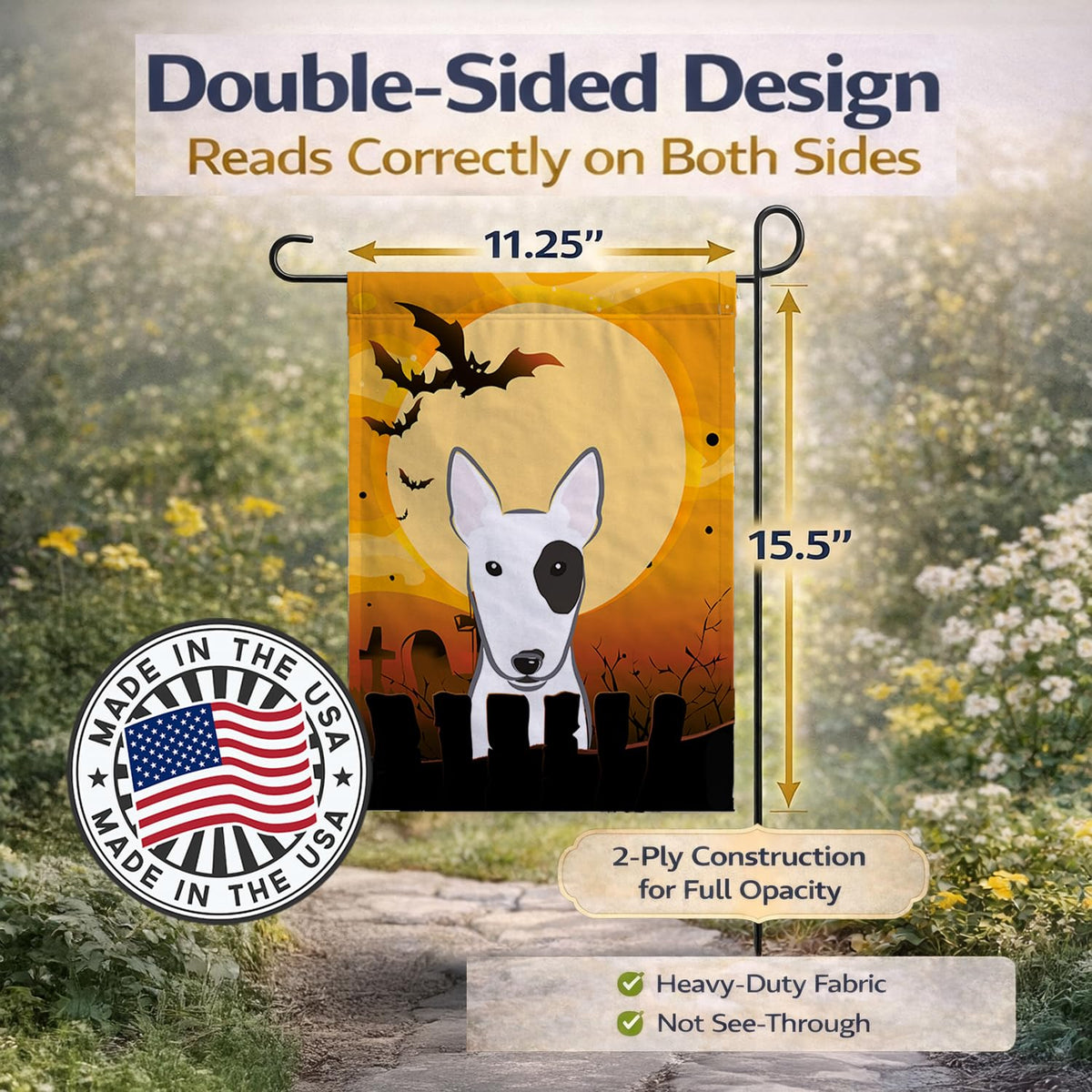 Caroline's Treasures BB1767GF Halloween Bull Terrier Garden Size Flag, Small