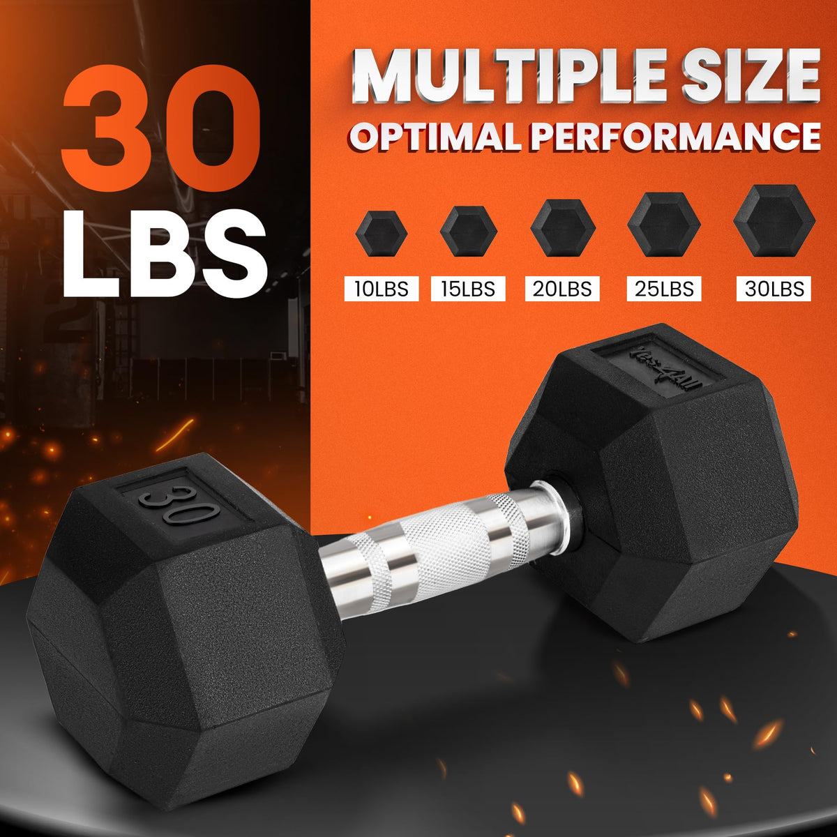 Yes4All Hex Dumbbell with Chrome Grip, 30 lbs