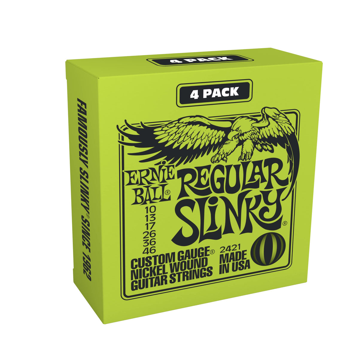 Ernie Ball Regular Slinky Nickel Wound Guitar Strings, 10-46, 4 Pack