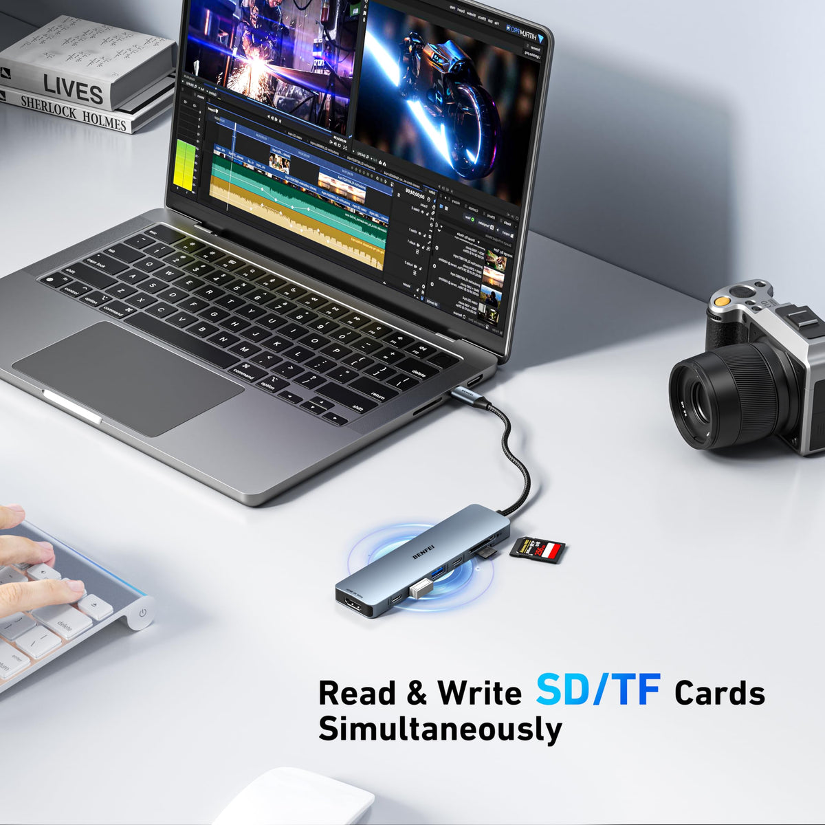 BENFEI 7-in-1 USB C Hub, 4K@60Hz HDMI, 100W Charge, SD/TF Reader