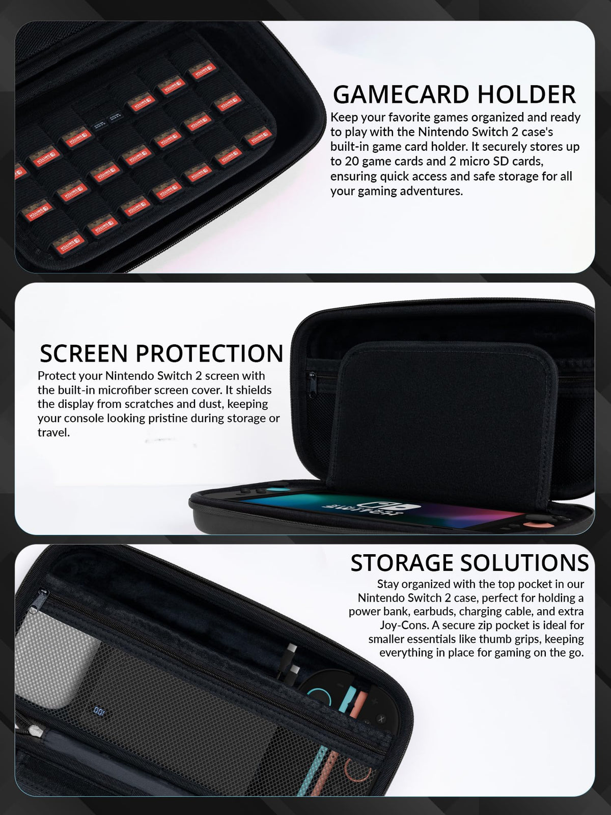 Orzly Hard Shell Carry Case for Nintendo Switch 2, Black