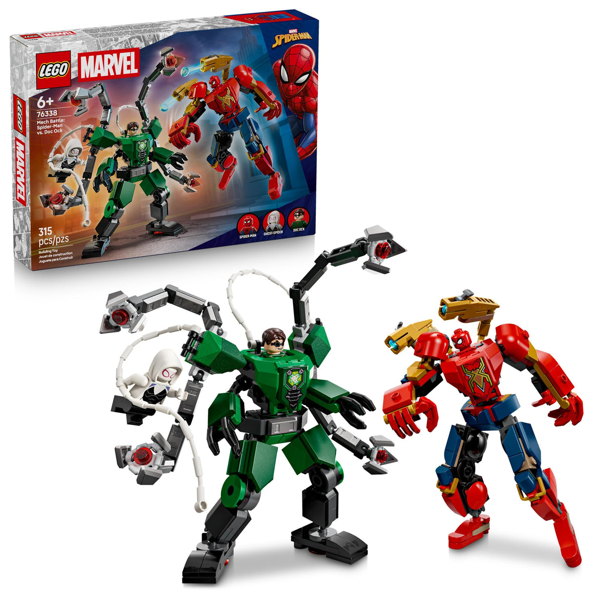 LEGO Marvel Mech Battle Spider-Man vs. Doc Ock Set, Ages 6+, 76338