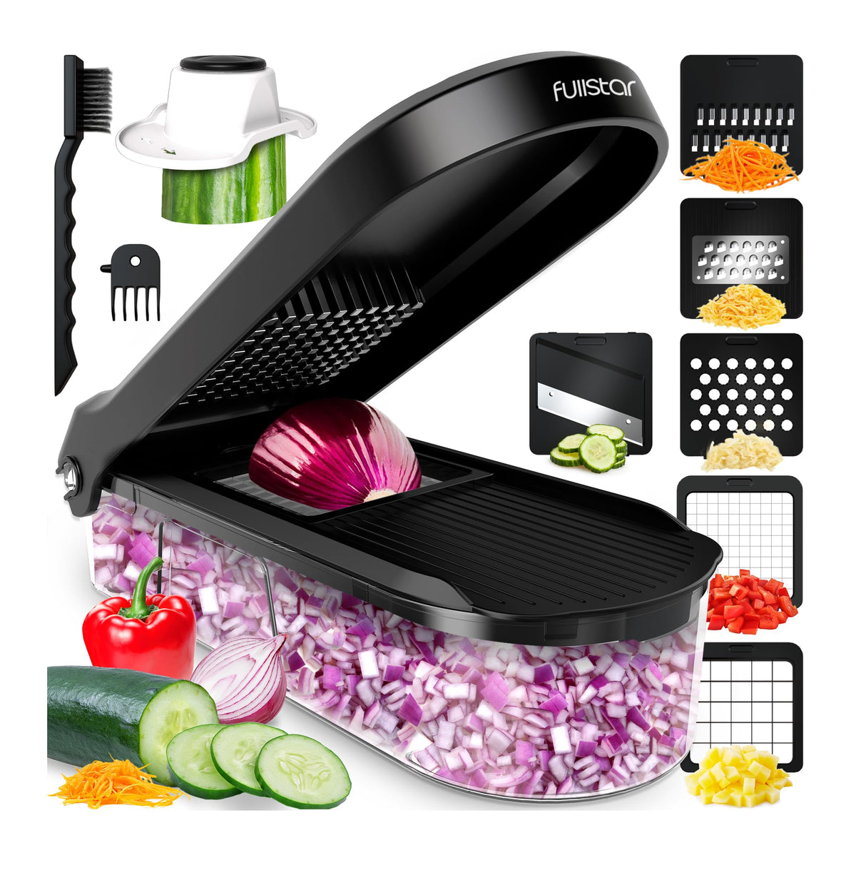 Fullstar Pro Core Vegetable Chopper and Mandoline Slicer, Black