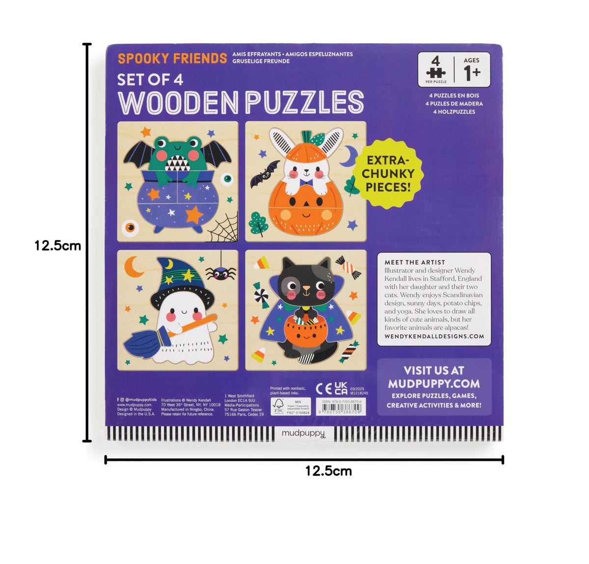 Mudpuppy Halloween Wooden Puzzles, Set of 4