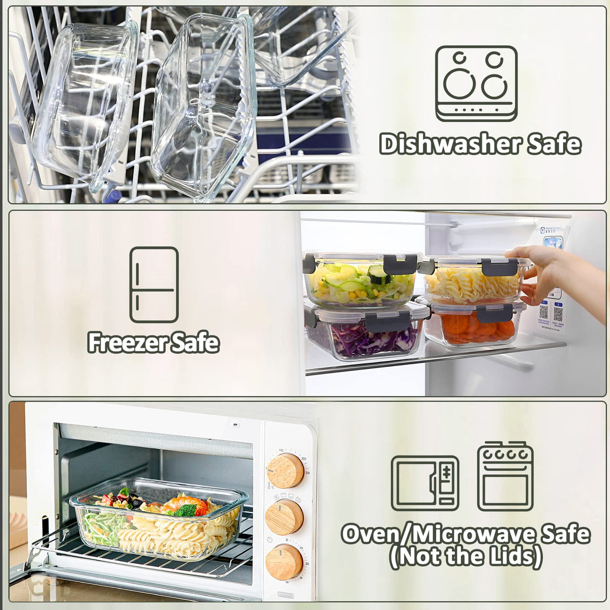 MCIRCO 10-Pack Glass Meal Prep Containers with Lids, 22 oz