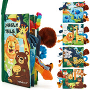 hahaland Touch and Feel Crinkle Cloth Baby Book, Jungly Tails