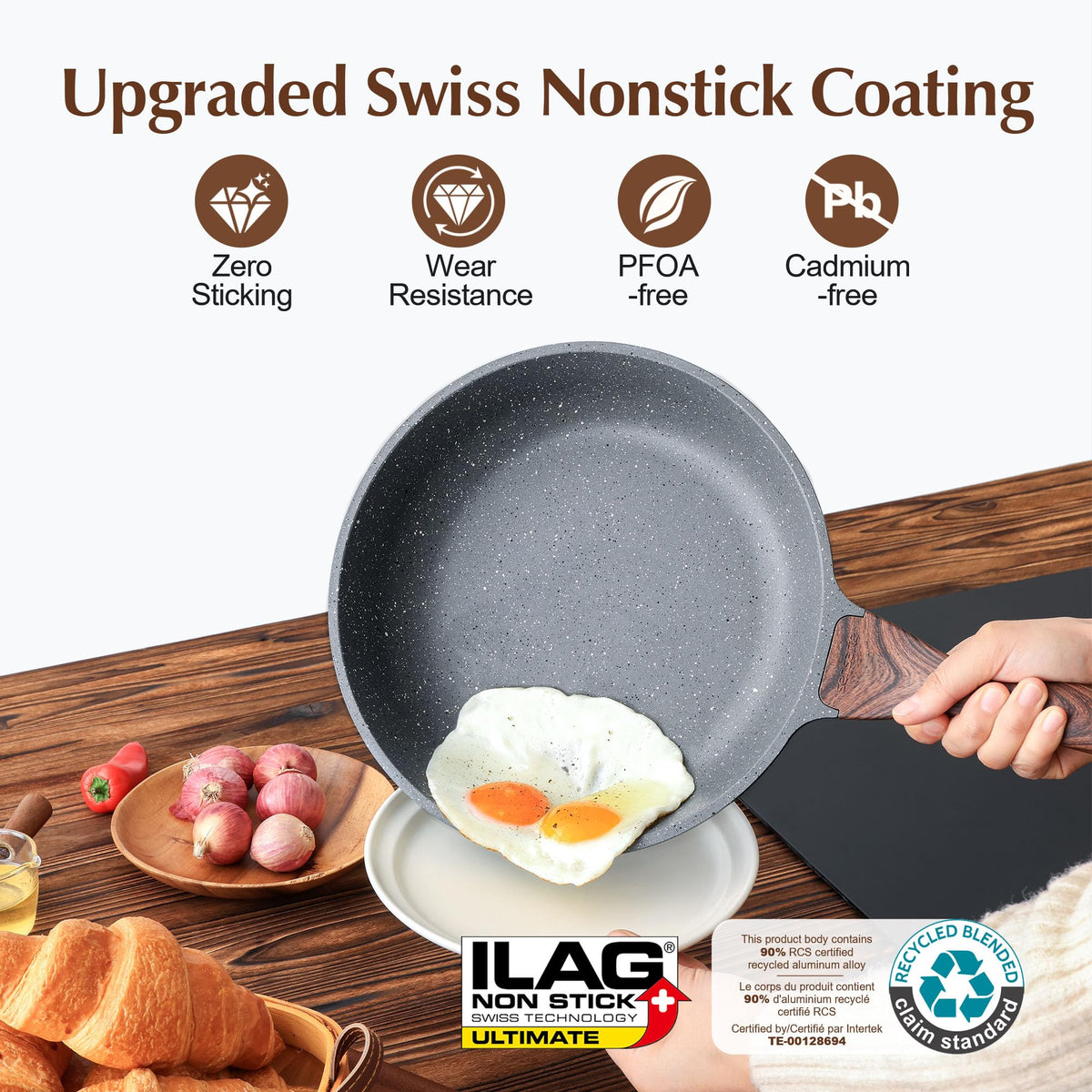 SENSARTE Nonstick Swiss Granite Frying Pan, 9.5"