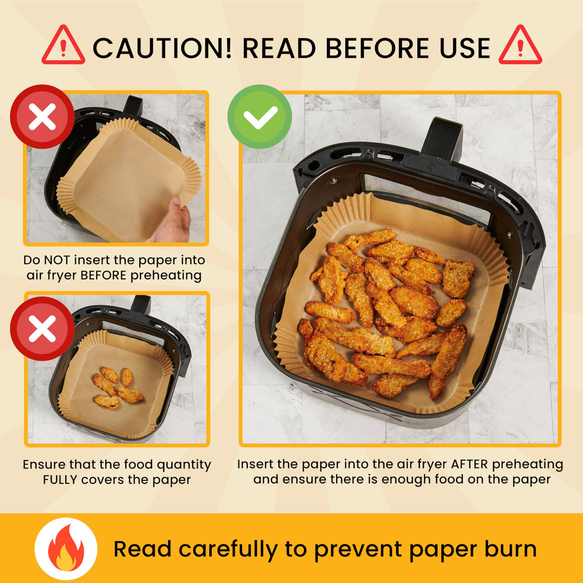 Baker's Signature Air Fryer Parchment Liners, 8 in Square, 250 Count