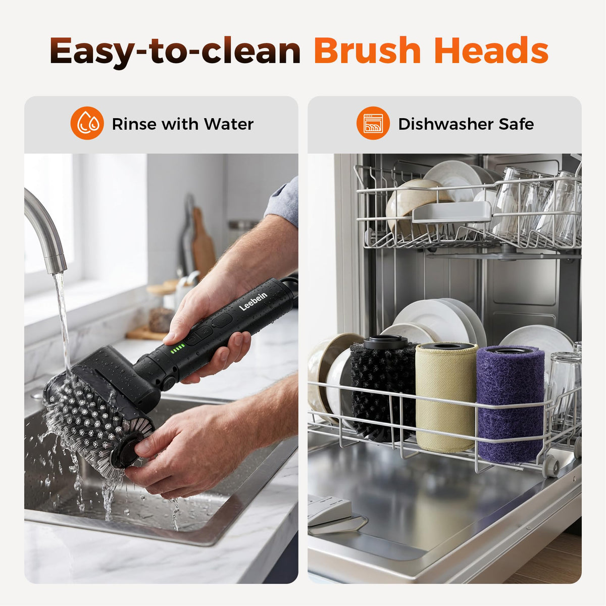 Leebein Cordless Electric Grill Brush with 3 Heads