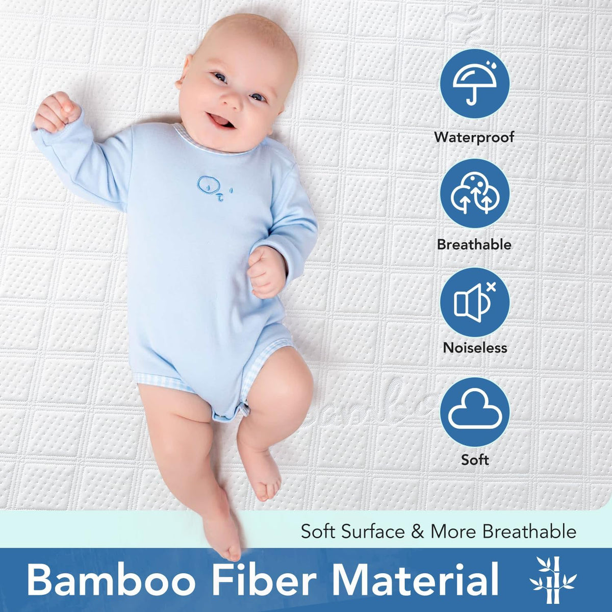 Waterproof Crib Mattress Protector, 28" x 52", White