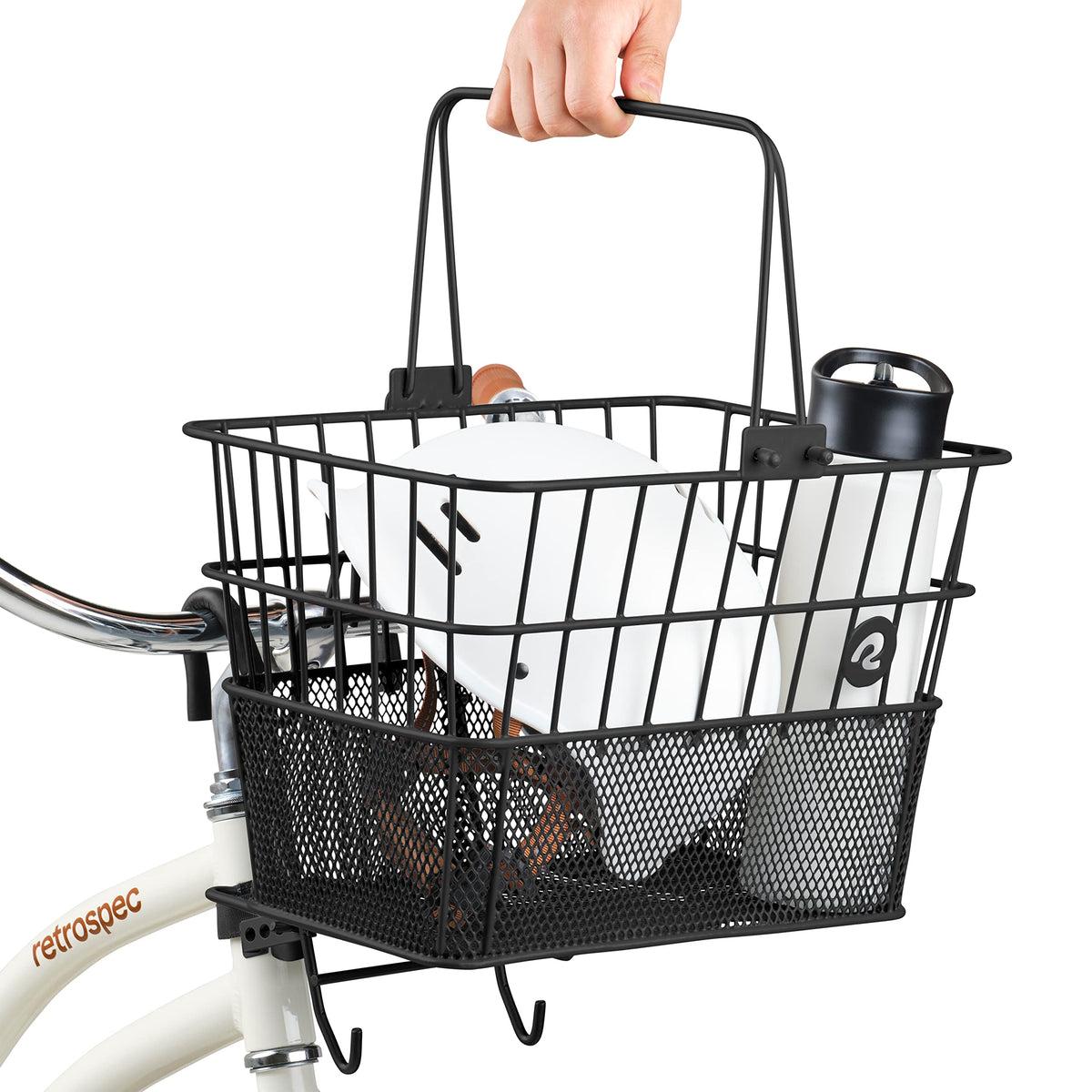 Retrospec Apollo Detachable Front Bike Basket, Steel Half-Mesh