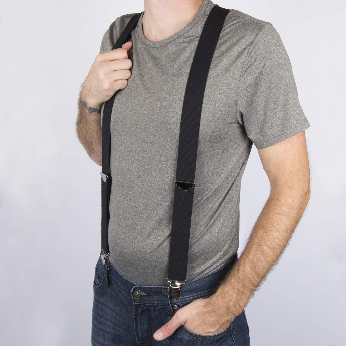 Dickies Men's 1-1/2 Solid Straight Clip Suspender, Black, One Size