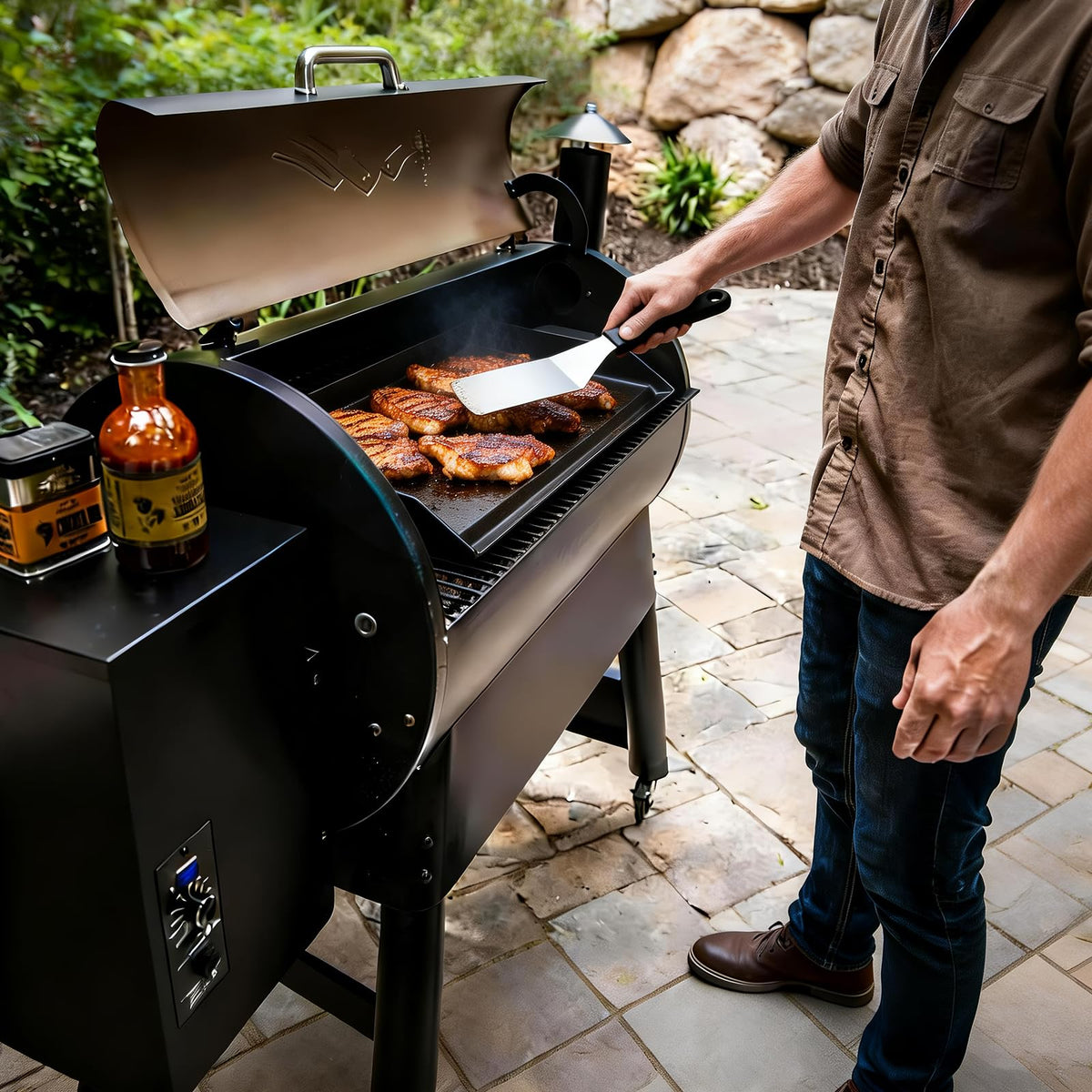 BBQ Future Universal Cast Iron Griddle with Spatula Set, 23 x 16 in