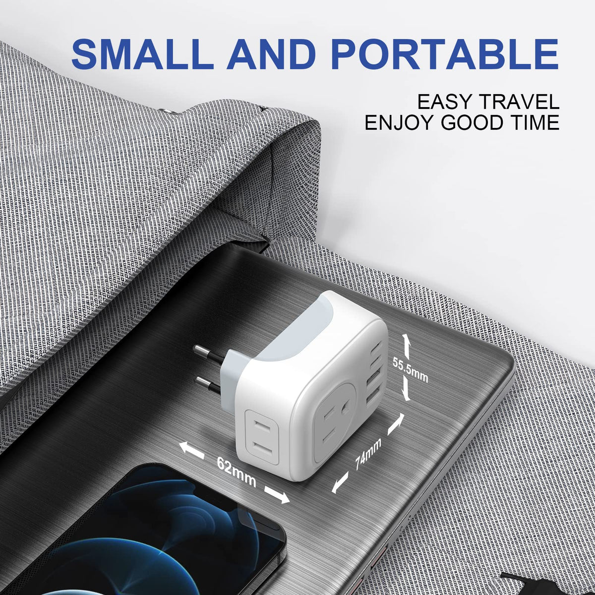 Vylee European Travel Plug Adapter, 2 Pack, 2 Outlets, 4 USB Ports