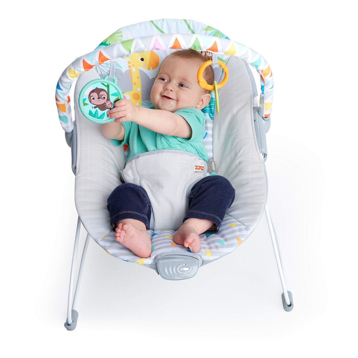 Bright Starts Soothing Vibrations Baby Bouncer, Safari Fun, 0-6 Months