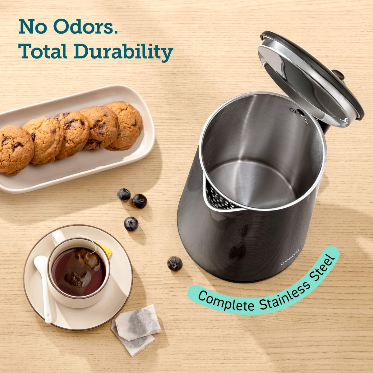 Cosori Stainless Steel Electric Kettle, 1.5L, Black