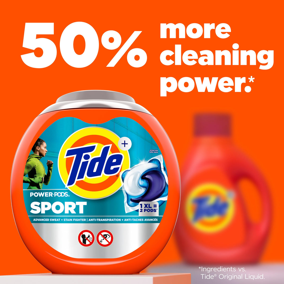 Tide Power Pods Sport Laundry Detergent Pacs, 63 Count