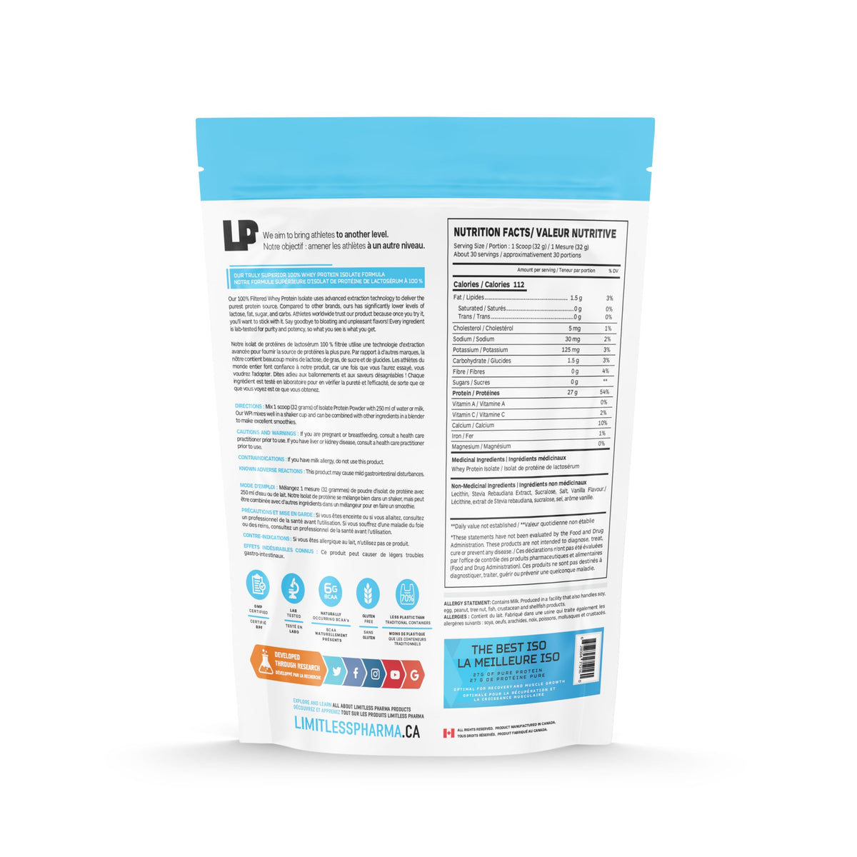 Limitless Pharma Pure Whey Isolate, Vanilla, 2 lb