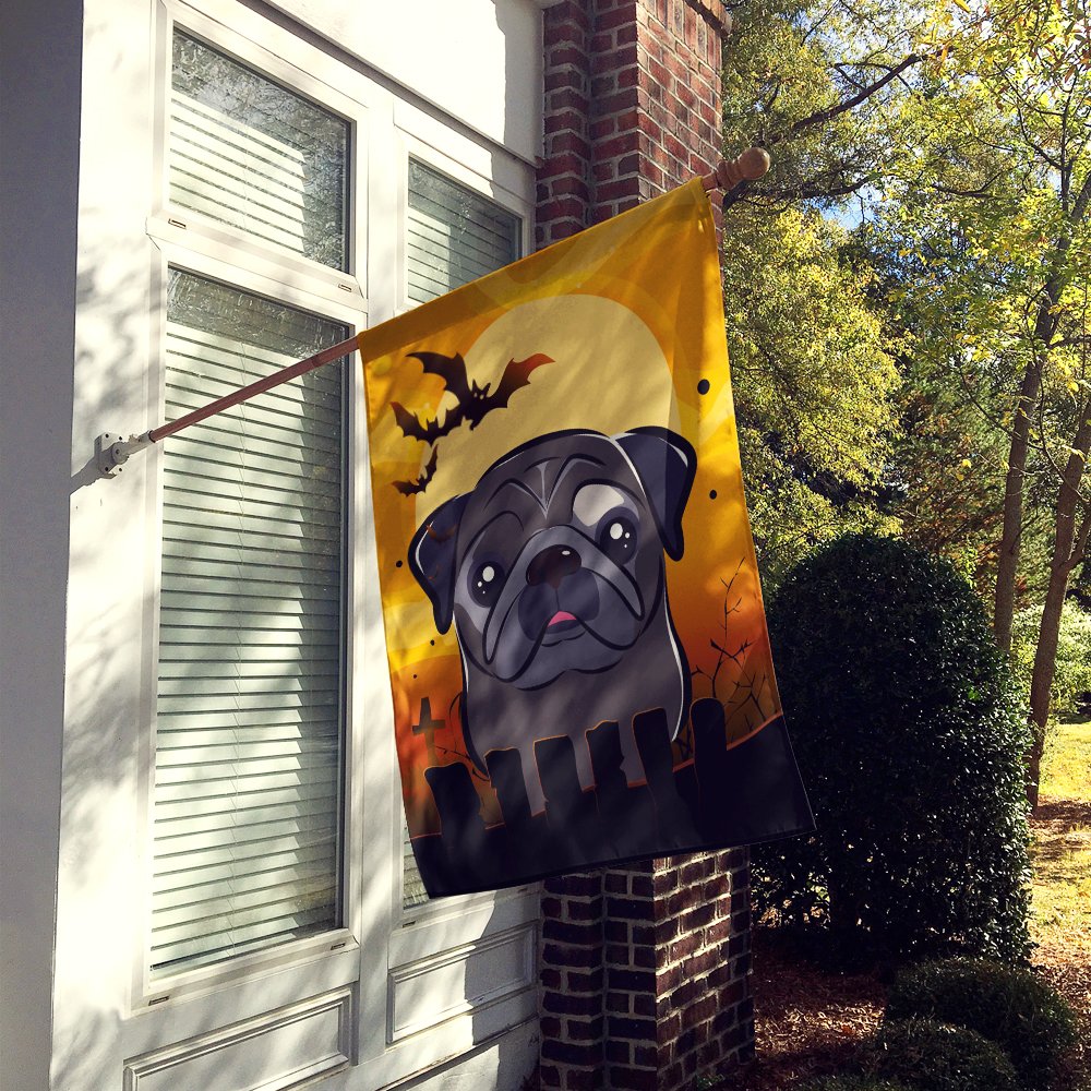 Caroline's Treasures BB1821CHF Halloween Black Pug Canvas House Size Flag