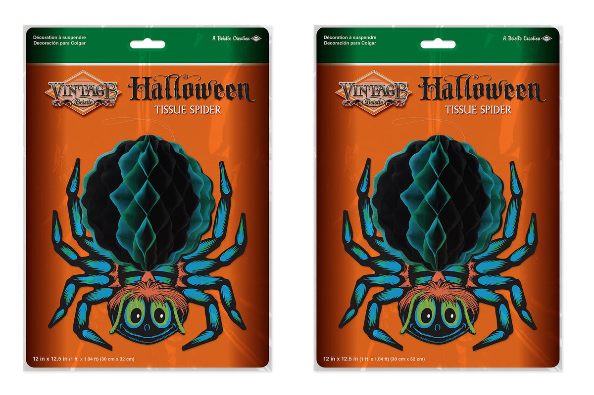 Vintage Halloween Tissue Spider, Pack of 2