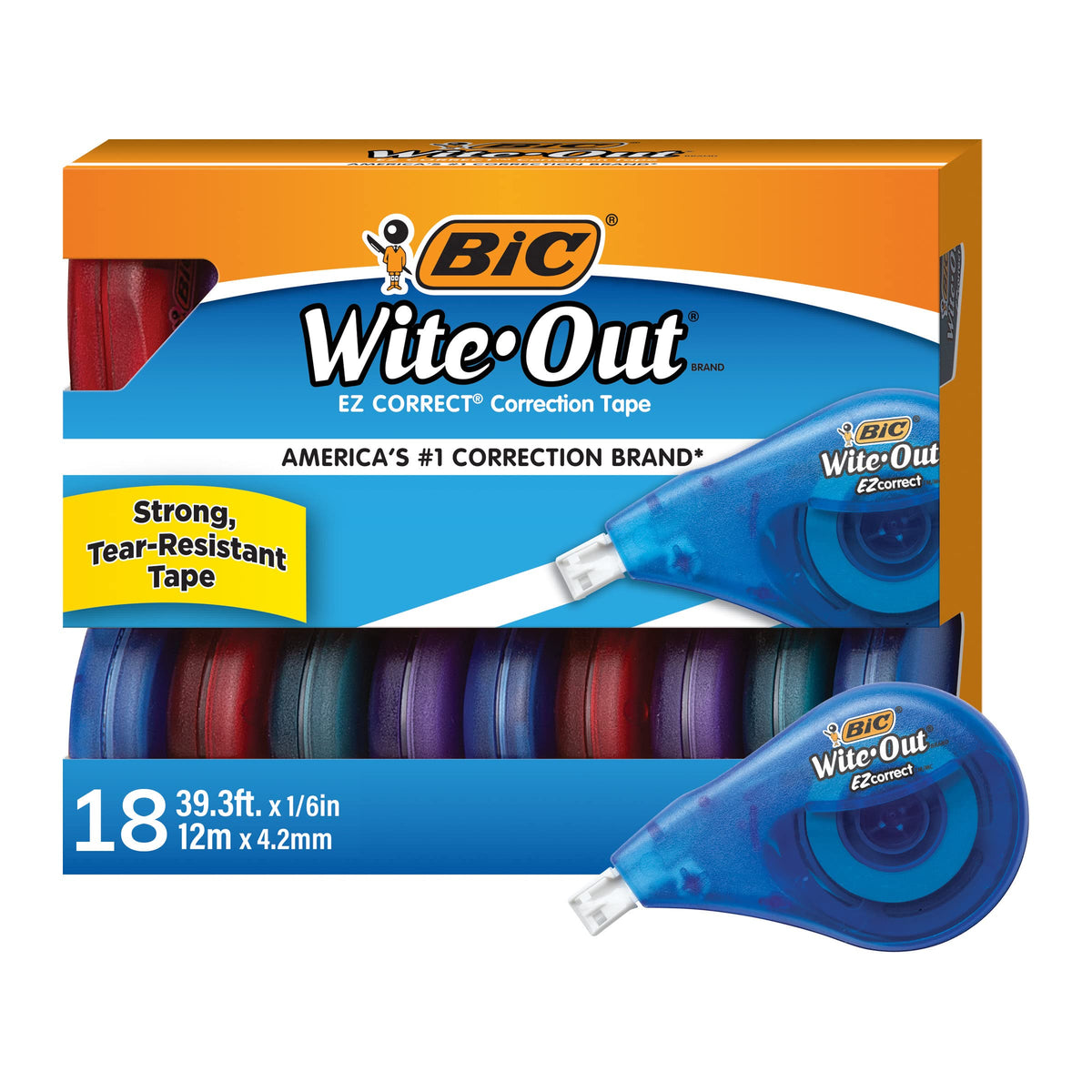 BIC Wite-Out EZ Correct Correction Tape, 39.3 ft, 18 Count