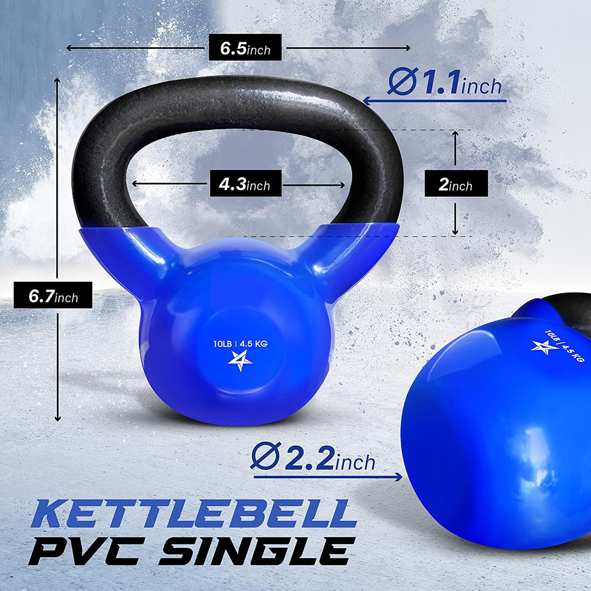 Yes4All Vinyl Coated Kettlebell, 10 lbs