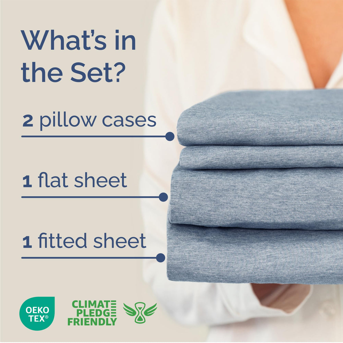 CGK Unlimited Brushed Microfibre Sheet Set, Queen, Heathered Blue