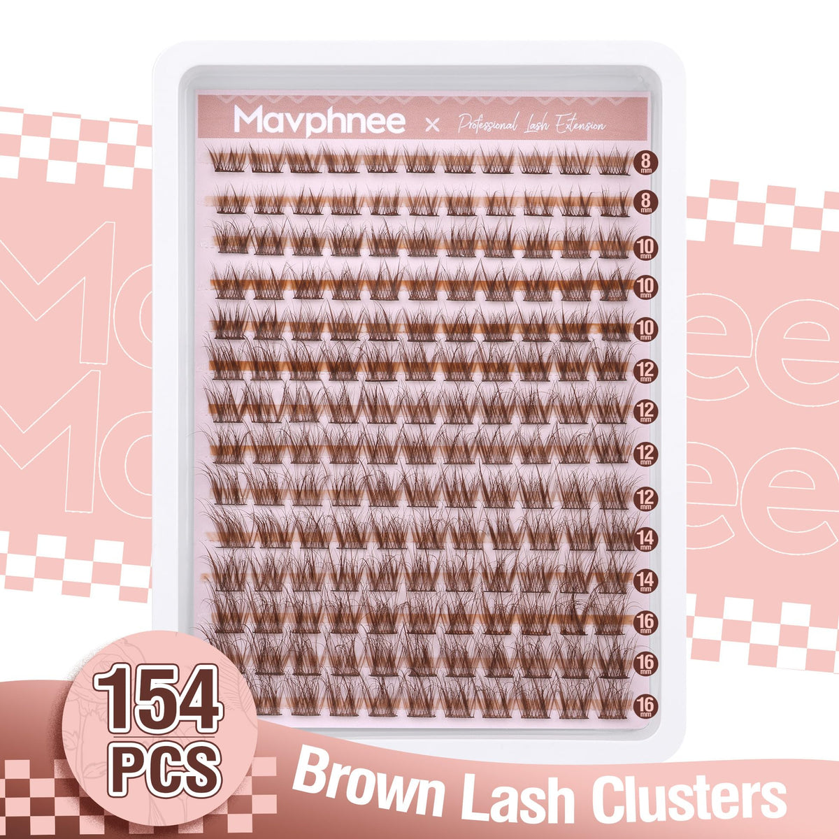 Mavphnnee Lash Clusters, Dark Brown, C Curl, 154 Pcs
