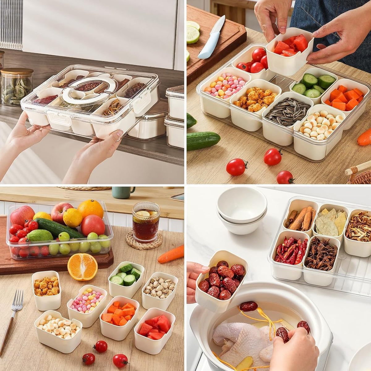 KIGITIONE Divided Snackle Box Serving Tray, 8 Compartments
