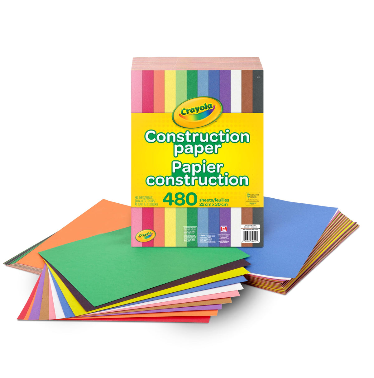 Crayola Construction Paper, 12 Assorted Colours, 9" x 12" (480 Sheets)