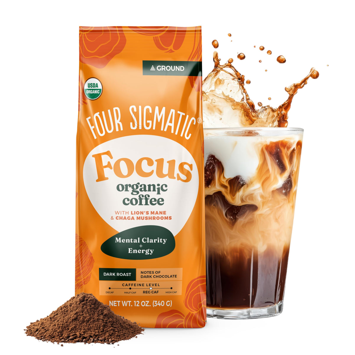 Four Sigmatic Think Mushroom Coffee, Ground, 12 oz