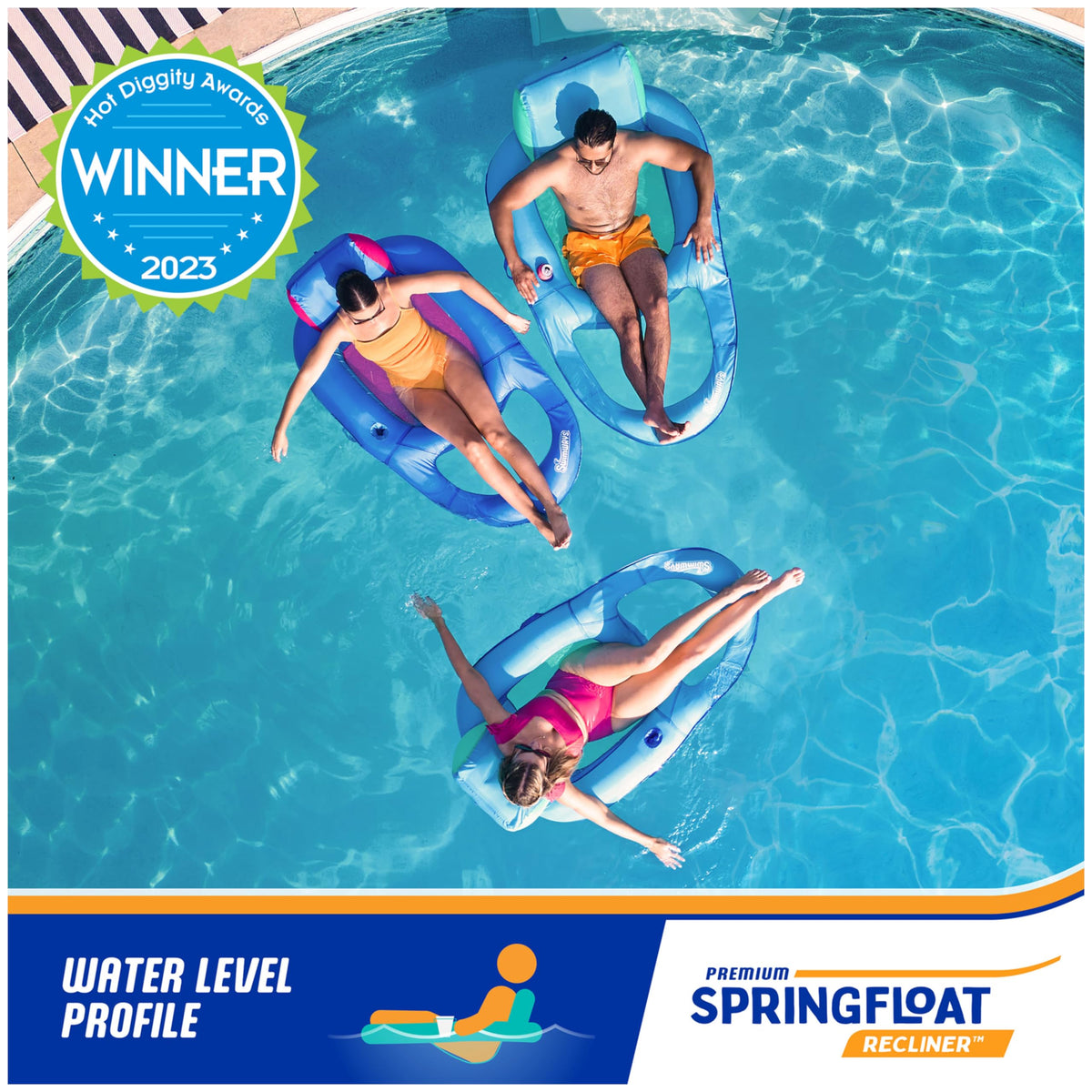 SwimWays Spring Float Recliner Pool Lounger, Ages 15 and Up