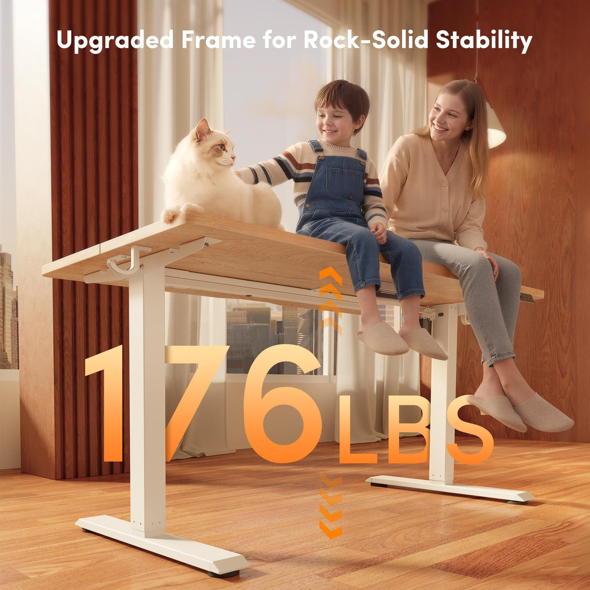 Fezibo Height Adjustable Standing Desk, 47 x 24 in, Maple