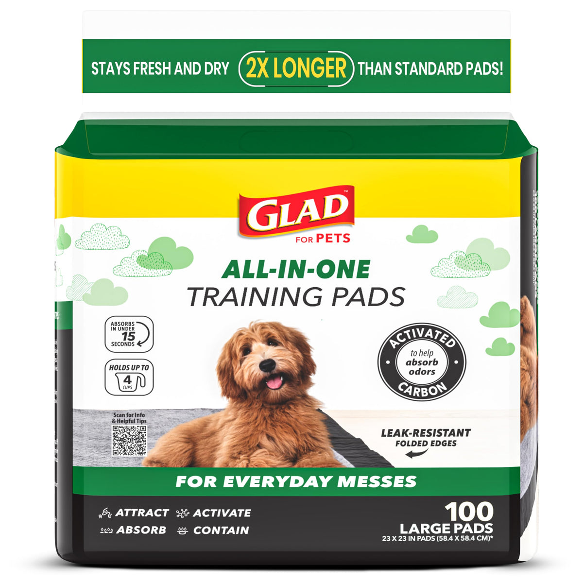 Glad for Pets Activated Carbon Training Pads, 100 Count, FFP8654ST