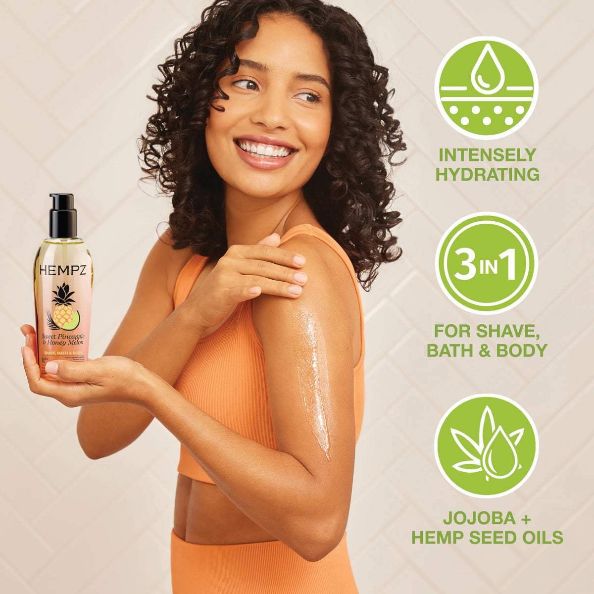 Hempz Sweet Pineapple and Honey Melon Hydrating Body Oil, 6.76 oz