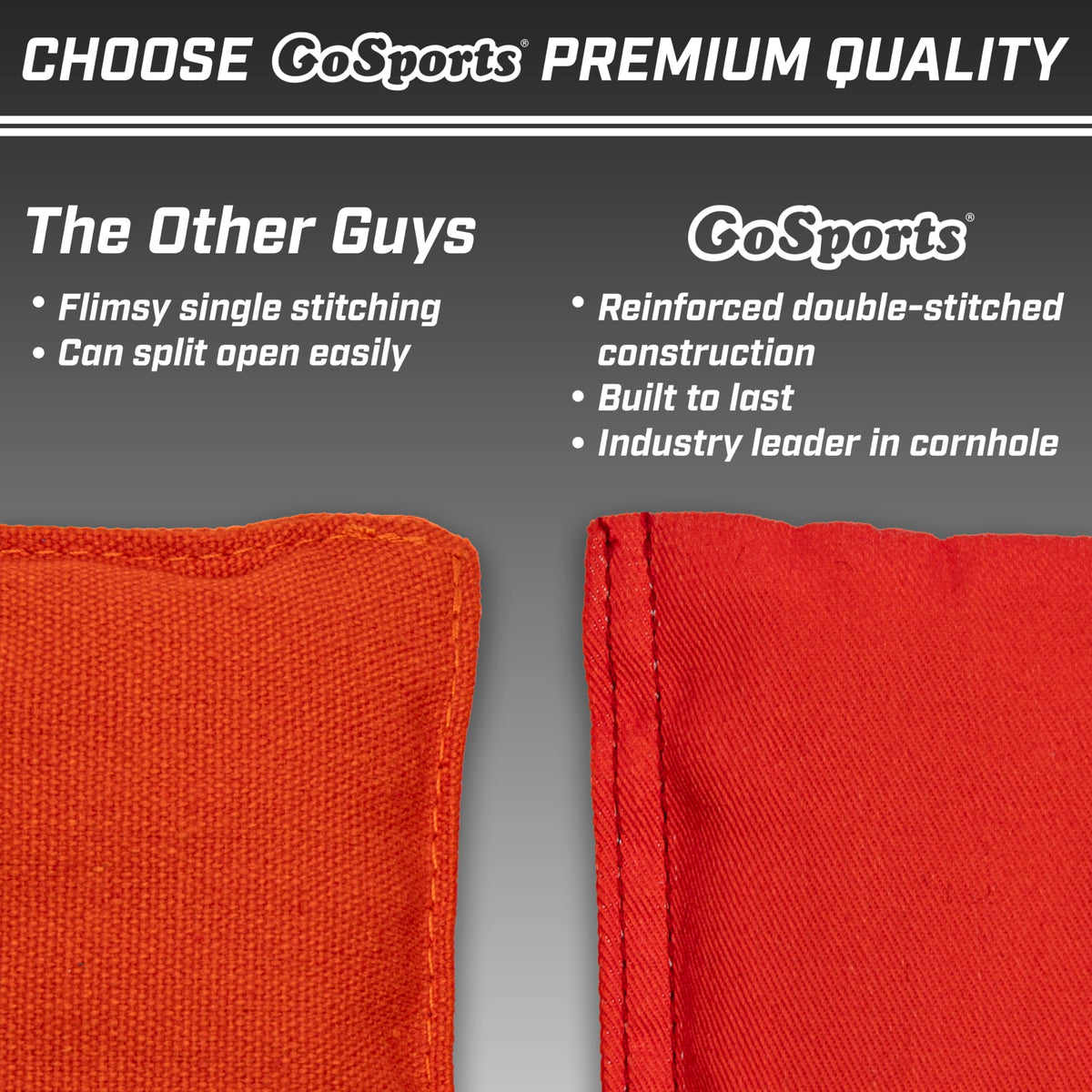 GoSports Regulation Cornhole Bean Bags, Set of 8, Red and Blue