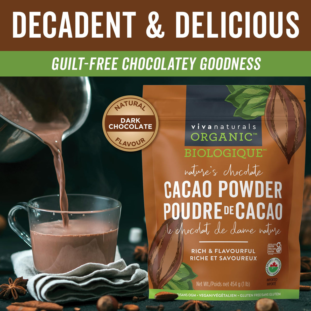 Viva Naturals Organic Cacao Powder, 1 Pound