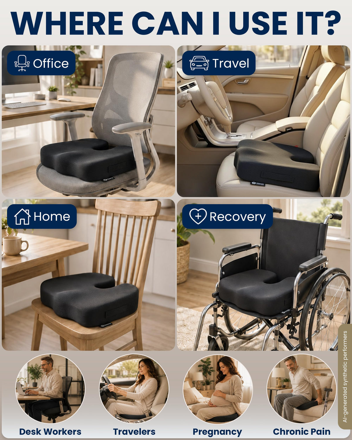 5 Stars United Memory Foam Seat Cushion