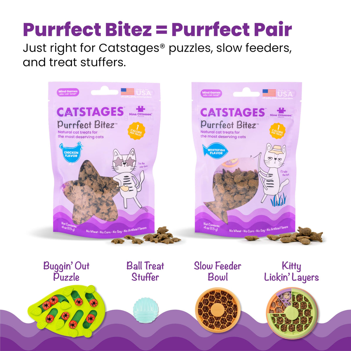 Catstages Buggin' Out Puzzle & Play Treat Puzzle Cat Toy, Green