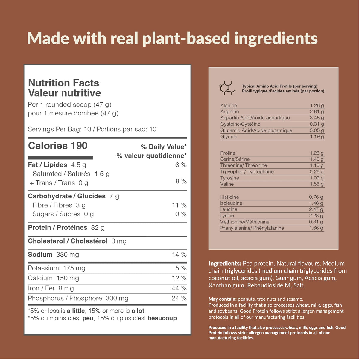 Good Protein Vegan Protein Powder, Chocolate Milk, 470 g